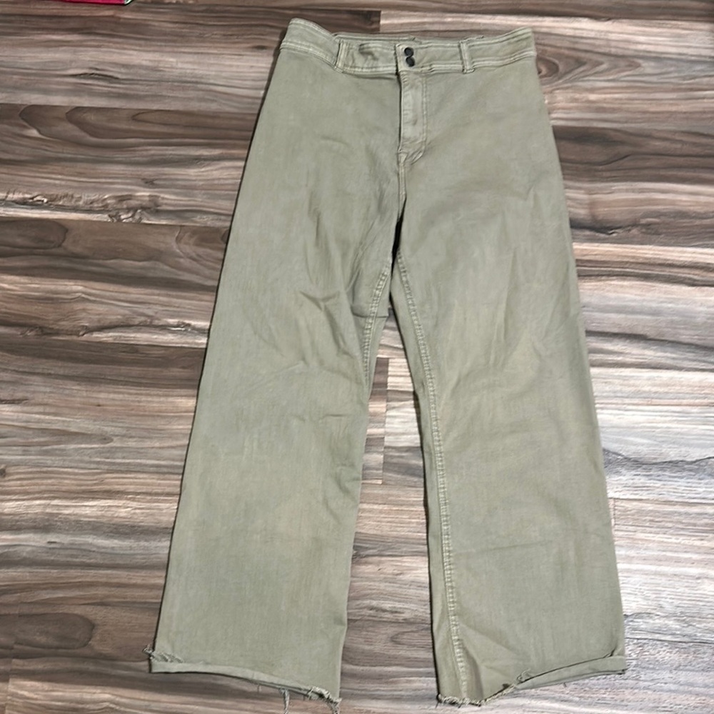 Buffalo David Bitton High Rise Wide Leg Jeans Women's 29 Adele Olive Denim